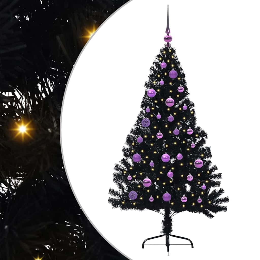 VidaXL albero di Natale artificiale preilluminato con 150 LED nero 150 cm PVC