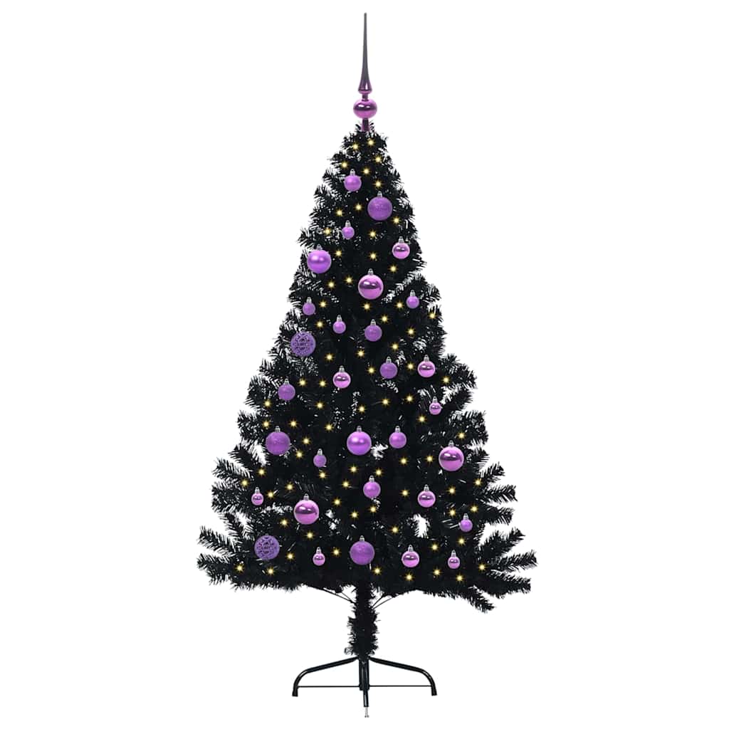 VidaXL albero di Natale artificiale preilluminato con 150 LED nero 150 cm PVC