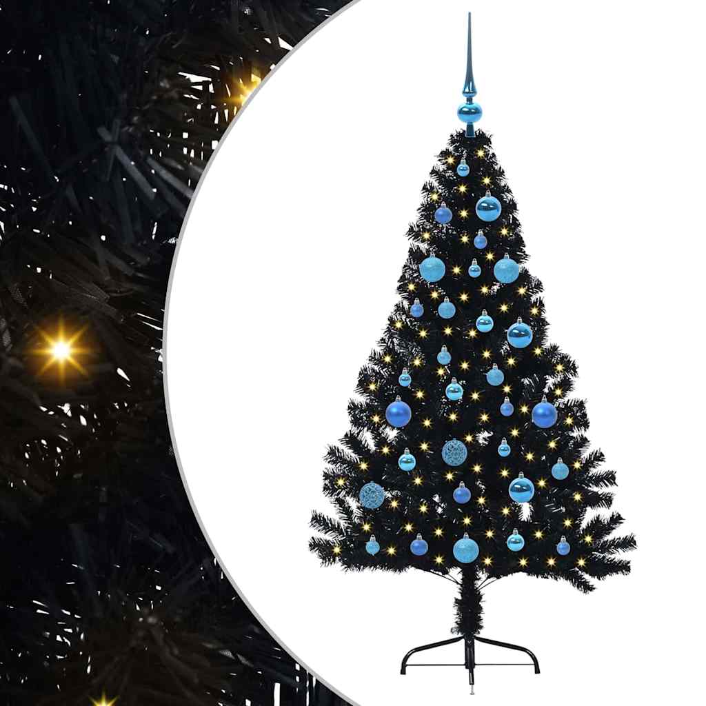 VidaXL Árbol de Navidad artificial preiluminado con 150 LED negro 150 cm PVC