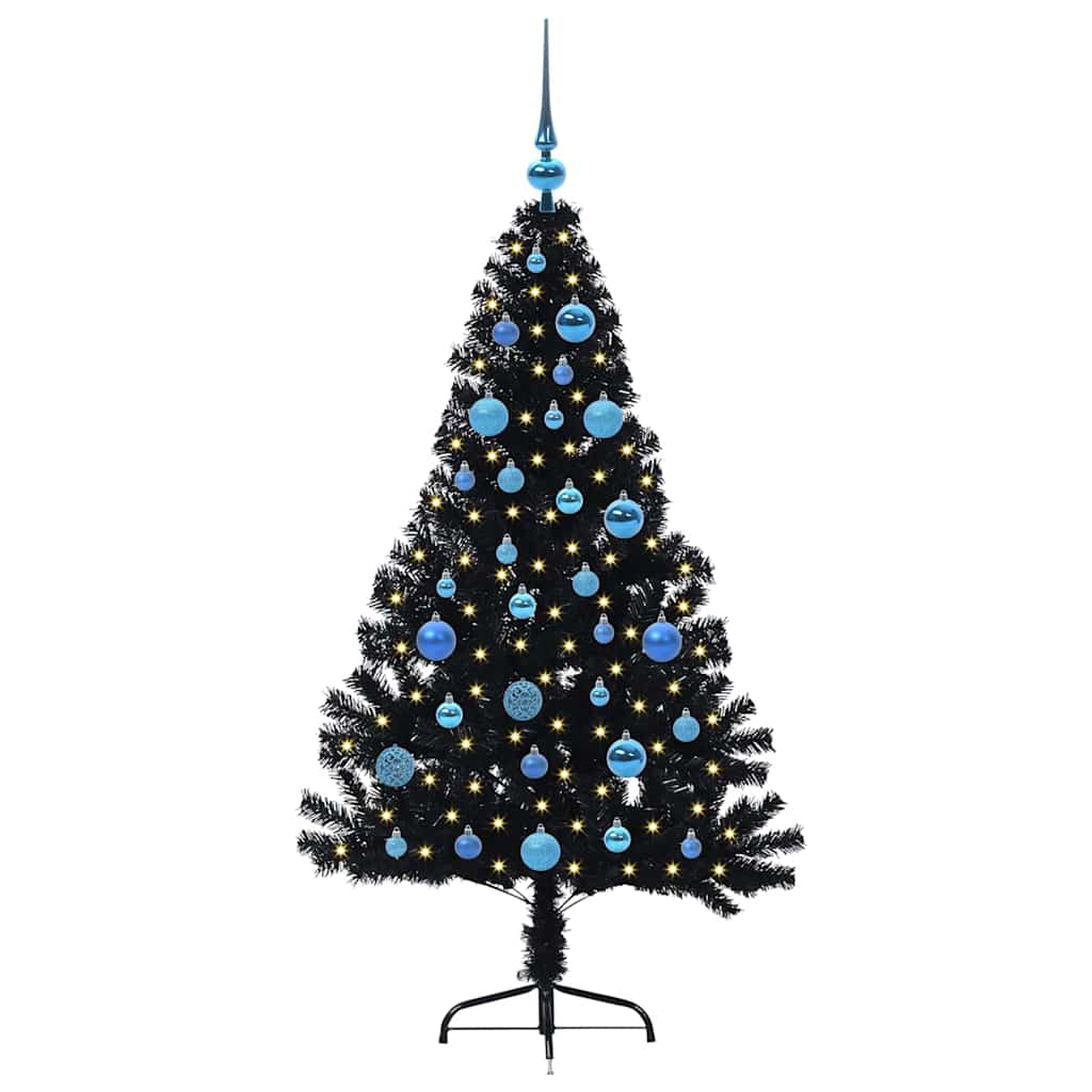 VidaXL Árbol de Navidad artificial preiluminado con 150 LED negro 150 cm PVC