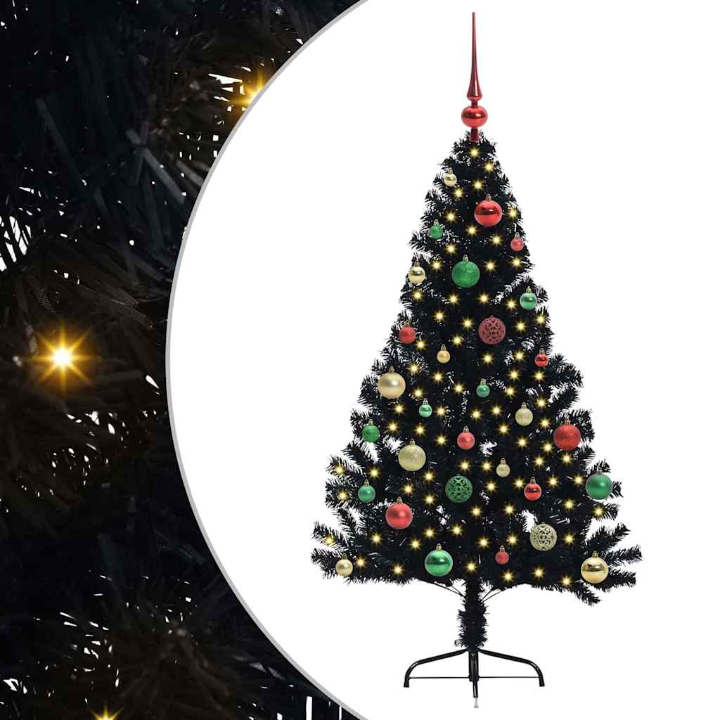 VidaXL albero di Natale artificiale preilluminato con 150 LED nero 150 cm PVC