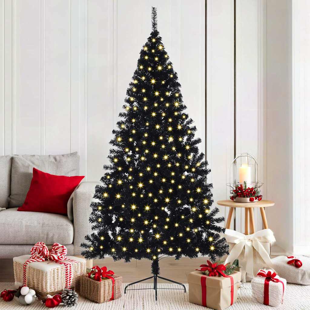 Vidaxx árbol de Navidad artificial preiluminado con 300 LED negro 180 cm PVC