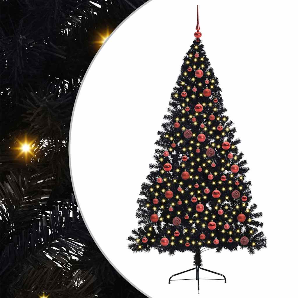 Vidaxx albero di Natale artificiale preilluminato con 300 LED nero 180 cm PVC