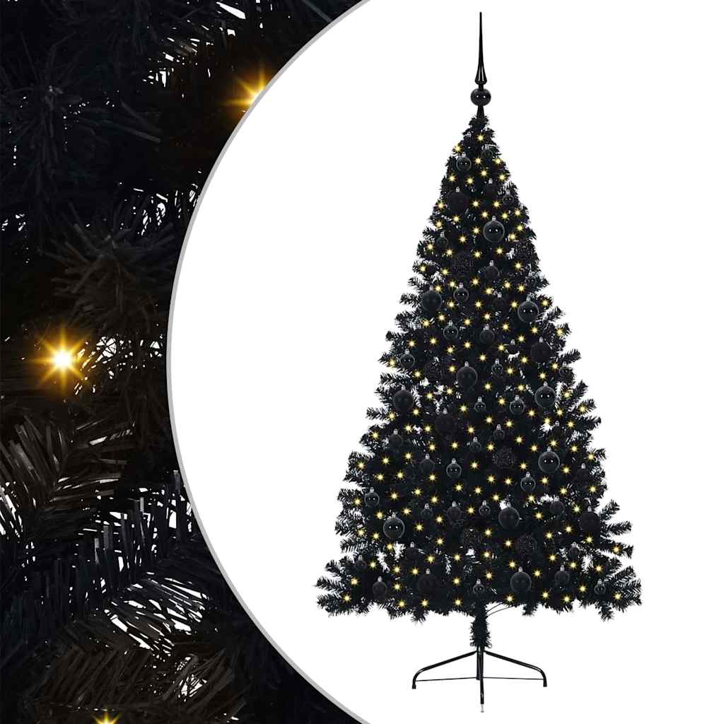 Vidaxx árbol de Navidad artificial preiluminado con 300 LED negro 180 cm PVC