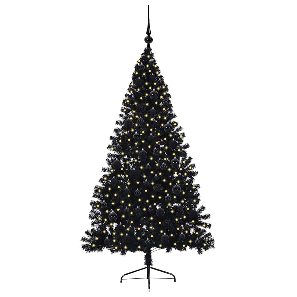 Vidaxx árbol de Navidad artificial preiluminado con 300 LED negro 180 cm PVC