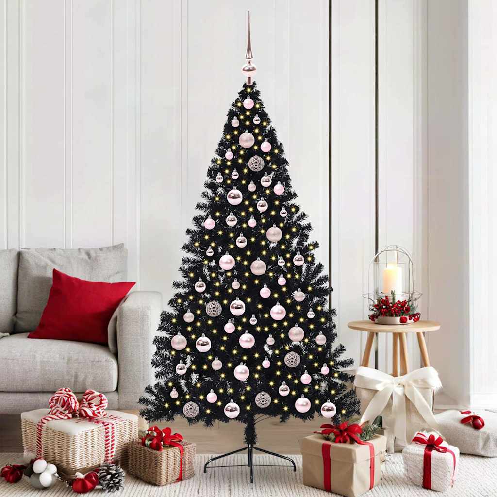 Vidaxx árbol de Navidad artificial preiluminado con 300 LED negro 180 cm PVC