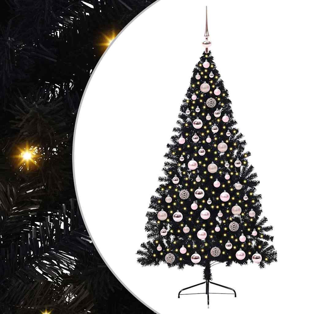 Vidaxx árbol de Navidad artificial preiluminado con 300 LED negro 180 cm PVC