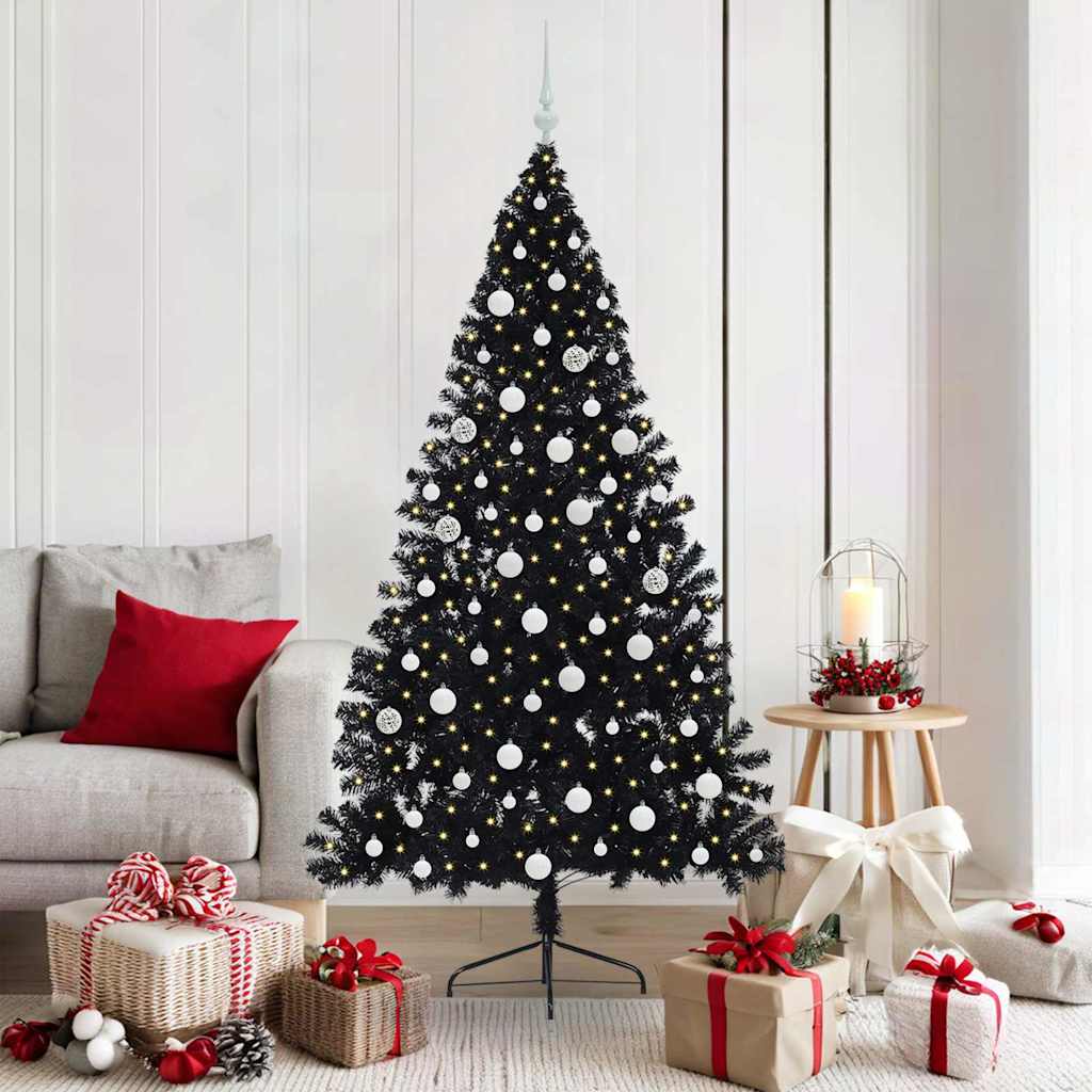 Vidaxx albero di Natale artificiale preilluminato con 300 LED nero 180 cm PVC