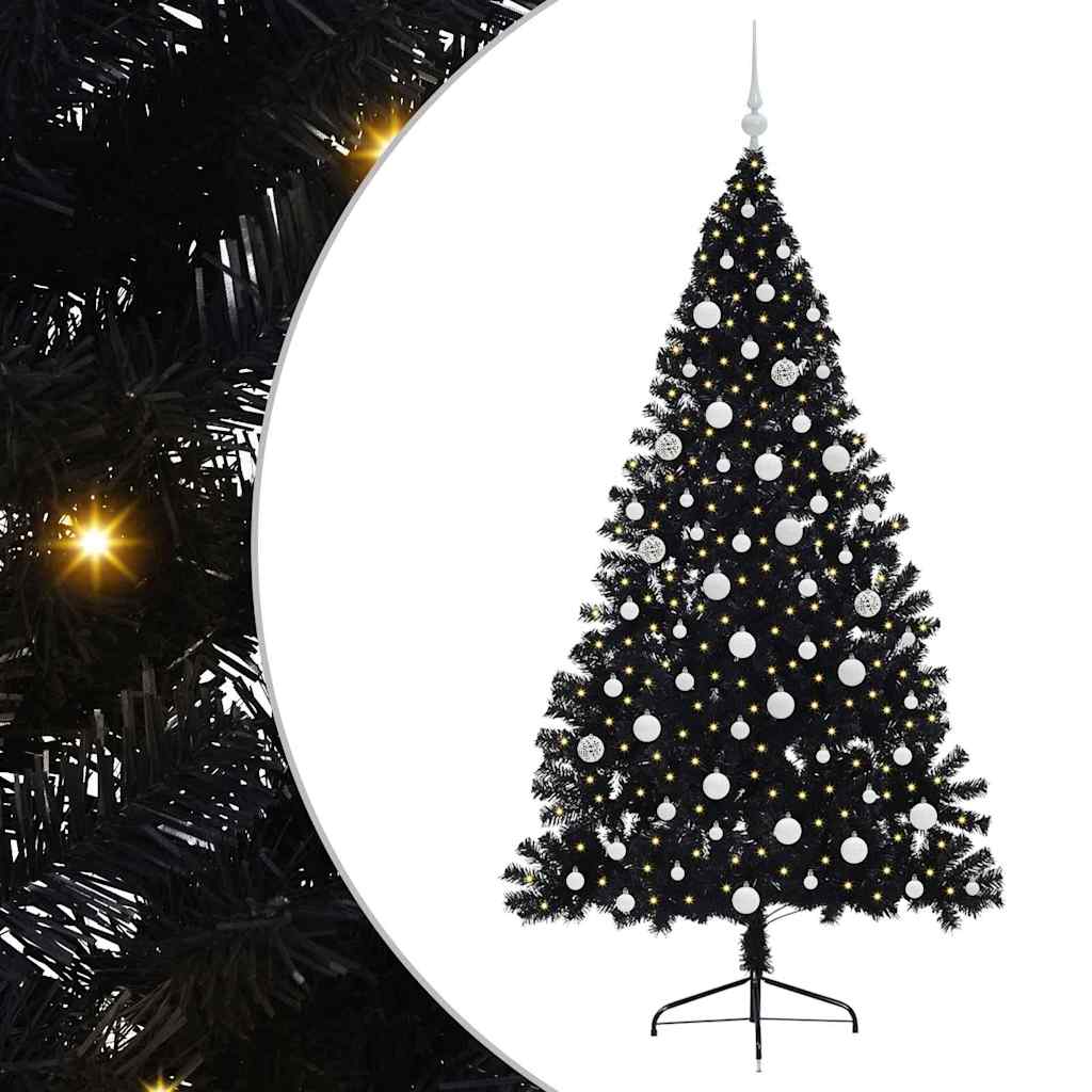 Vidaxx albero di Natale artificiale preilluminato con 300 LED nero 180 cm PVC