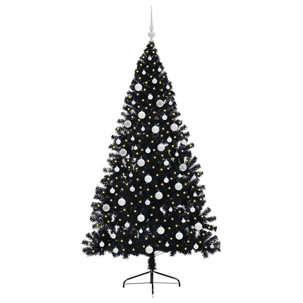 Vidaxx albero di Natale artificiale preilluminato con 300 LED nero 180 cm PVC