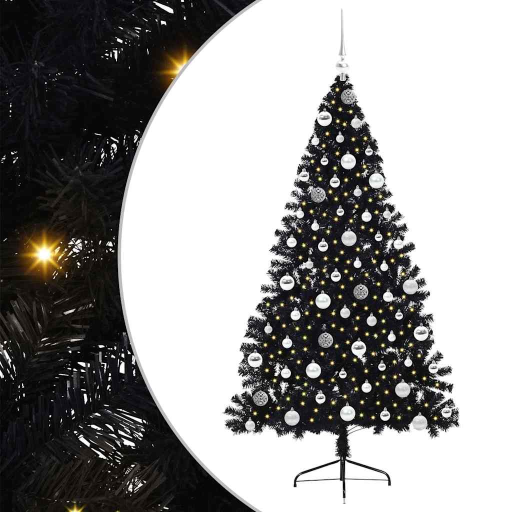 Vidaxx albero di Natale artificiale preilluminato con 300 LED nero 180 cm PVC