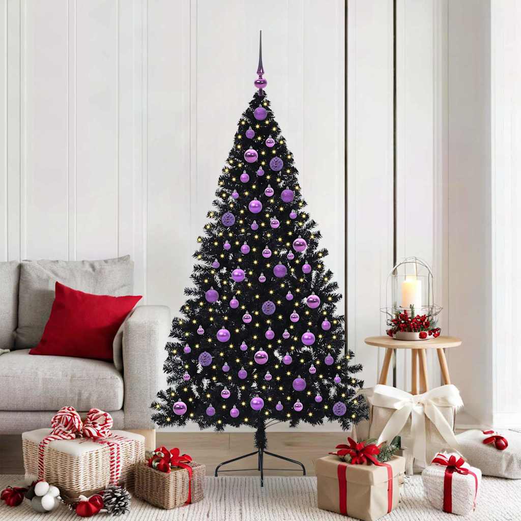 Vidaxx árbol de Navidad artificial preiluminado con 300 LED negro 180 cm PVC