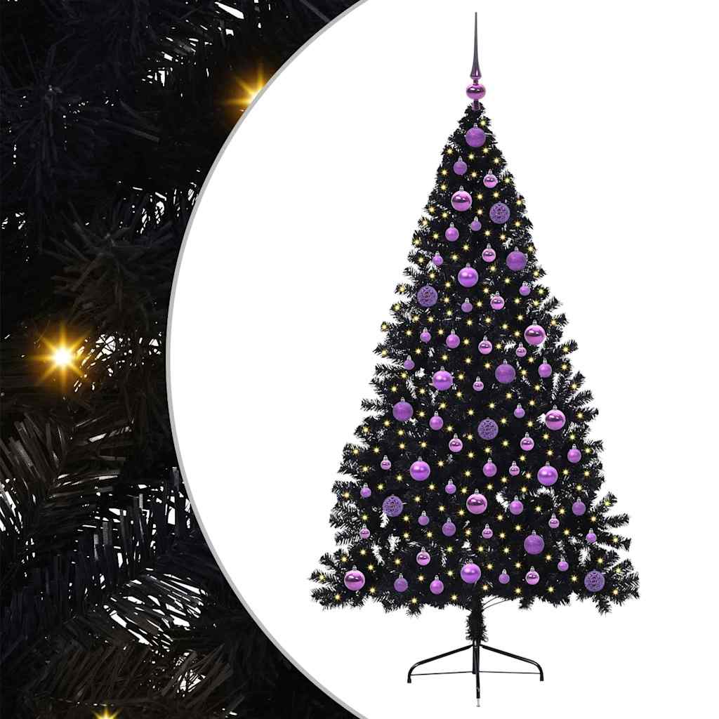 Vidaxx árbol de Navidad artificial preiluminado con 300 LED negro 180 cm PVC