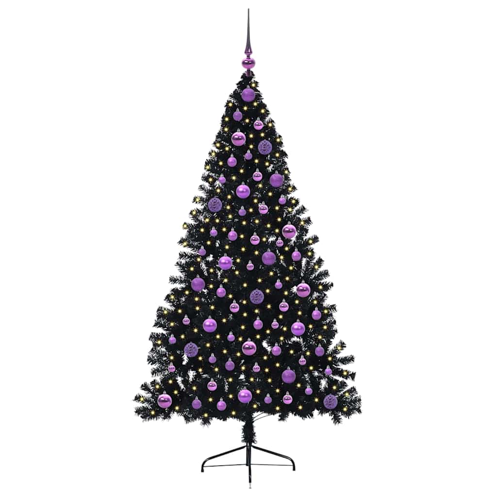 Vidaxx árbol de Navidad artificial preiluminado con 300 LED negro 180 cm PVC