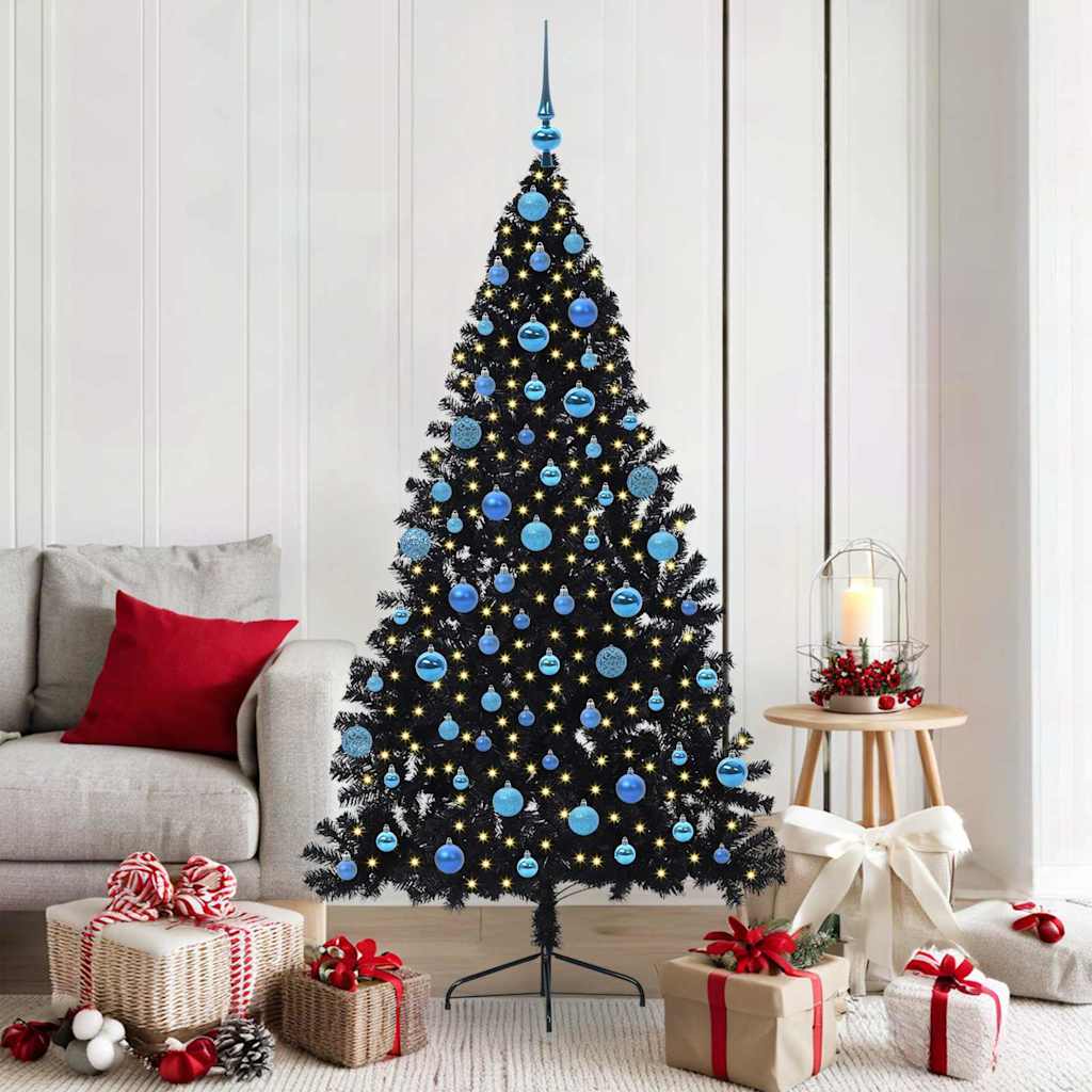 Vidaxx albero di Natale artificiale preilluminato con 300 LED nero 180 cm PVC
