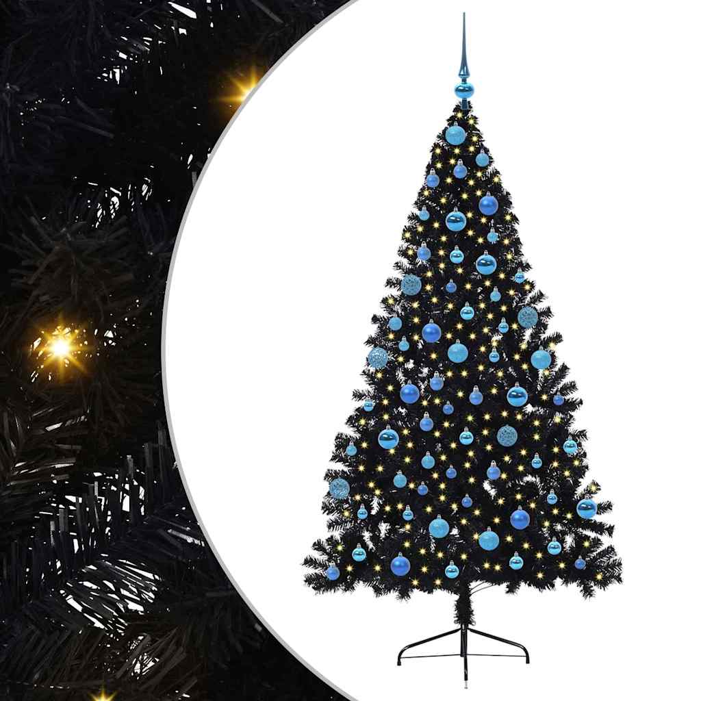 Vidaxx albero di Natale artificiale preilluminato con 300 LED nero 180 cm PVC