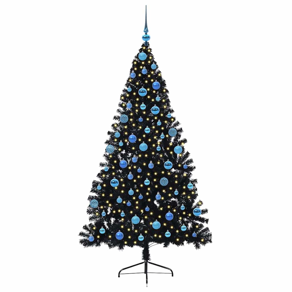 Vidaxx albero di Natale artificiale preilluminato con 300 LED nero 180 cm PVC