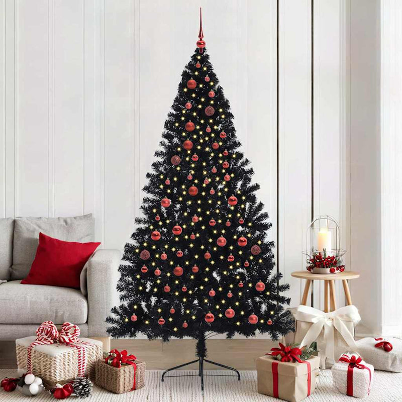 VidaXL Árbol de Navidad artificial preiluminado con 300 LED negro 210 cm PVC