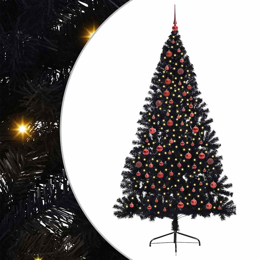 VidaXL Árbol de Navidad artificial preiluminado con 300 LED negro 210 cm PVC