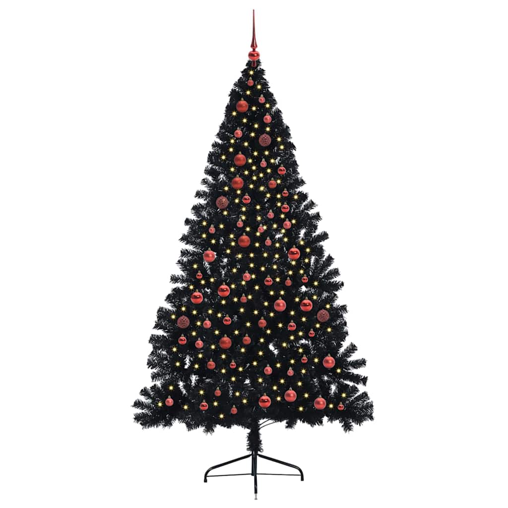VidaXL Árbol de Navidad artificial preiluminado con 300 LED negro 210 cm PVC