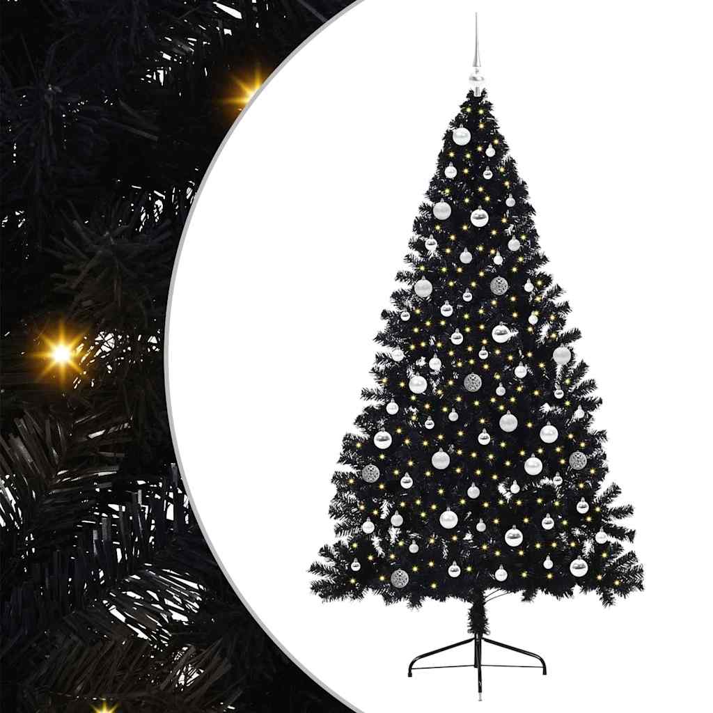 VidaXL Árbol de Navidad artificial preiluminado con 300 LED negro 210 cm PVC