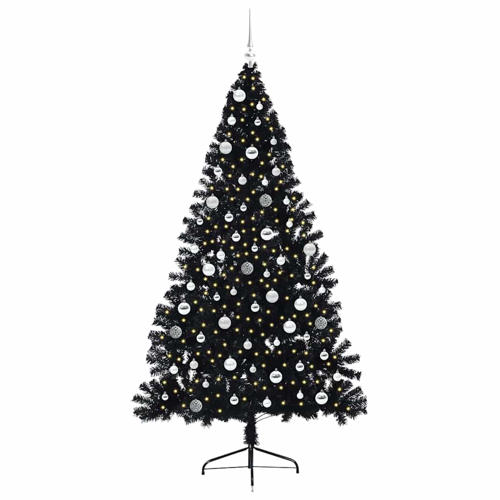 VidaXL Árbol de Navidad artificial preiluminado con 300 LED negro 210 cm PVC
