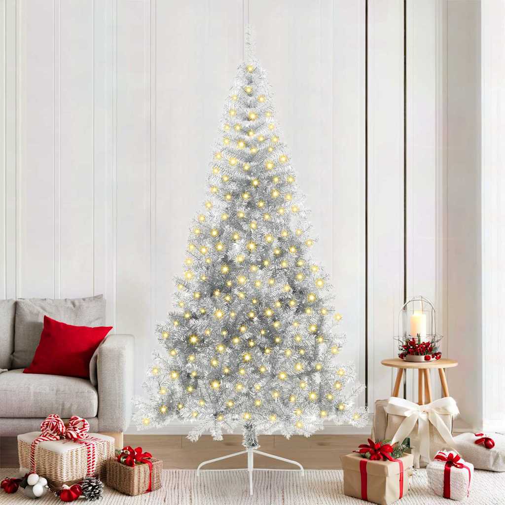 Albero di Natale artificiale preilluminato Vidaxx con 300 LED argento tappo da 210 cm