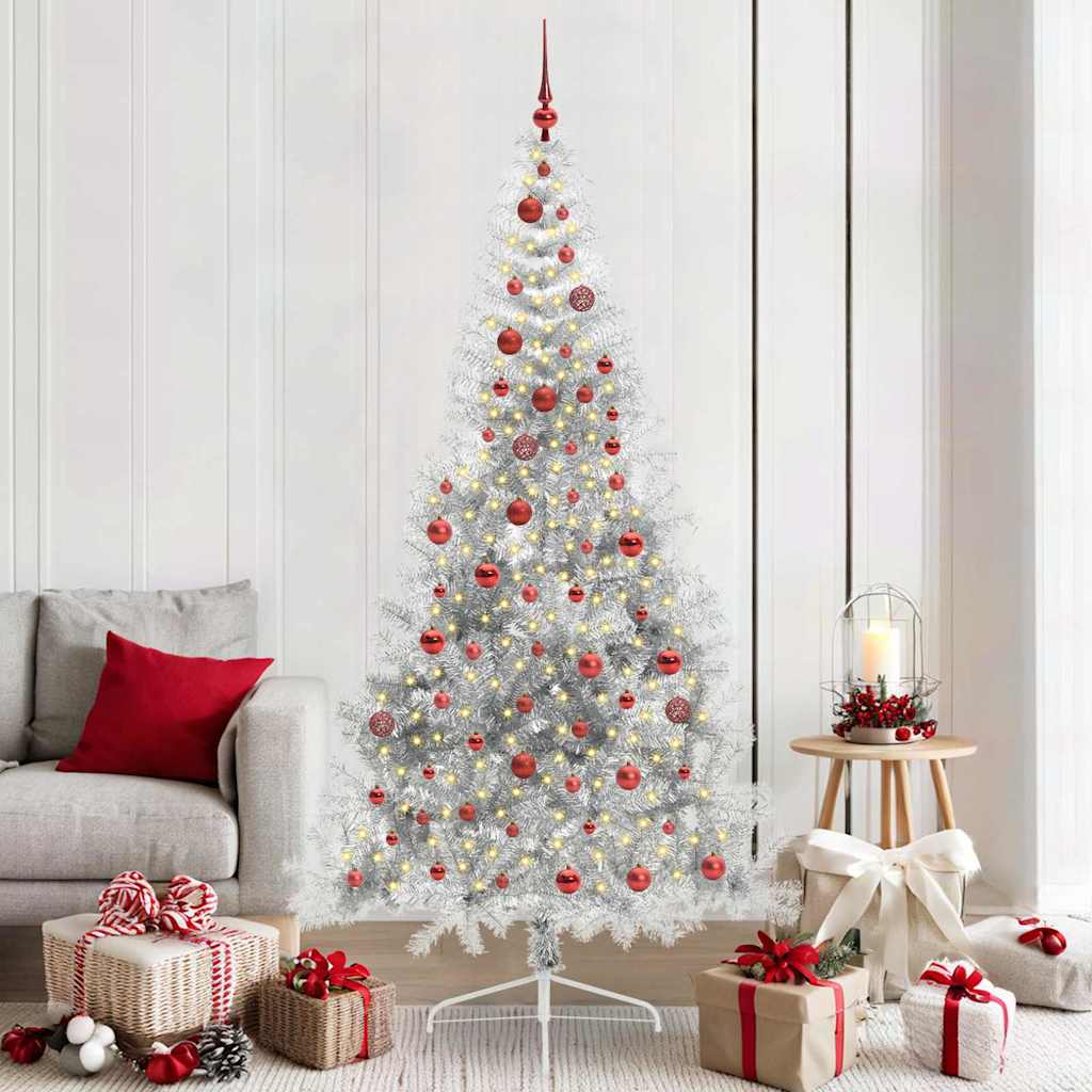 Albero di Natale artificiale preilluminato Vidaxx con 300 LED argento tappo da 210 cm