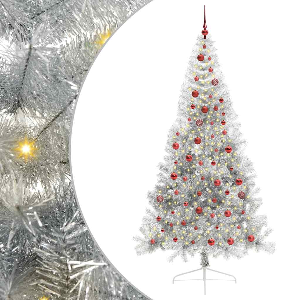 Albero di Natale artificiale preilluminato Vidaxx con 300 LED argento tappo da 210 cm