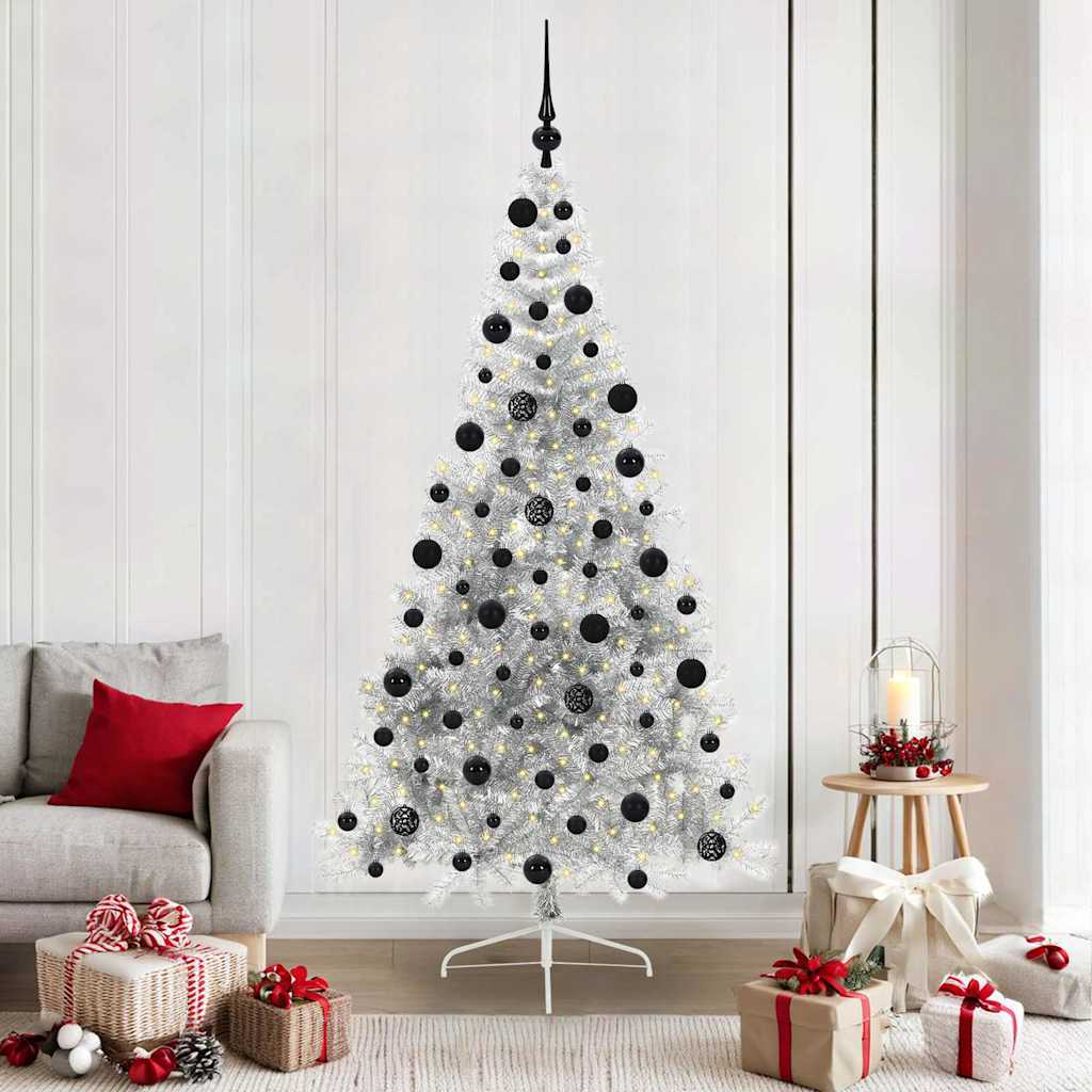 Vidaxx árbol de Navidad artificial preiluminado con 300 LED plateado 210 cm