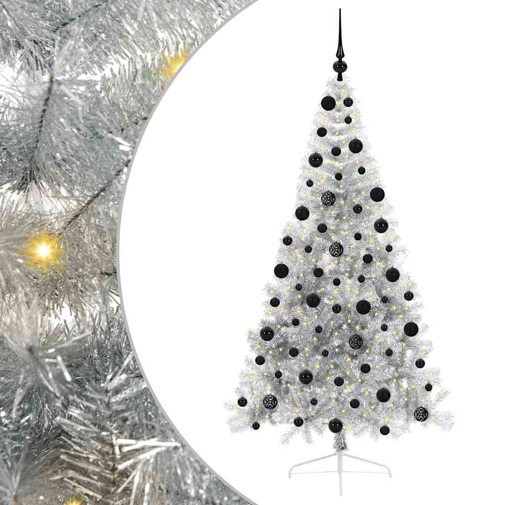 Vidaxx árbol de Navidad artificial preiluminado con 300 LED plateado 210 cm