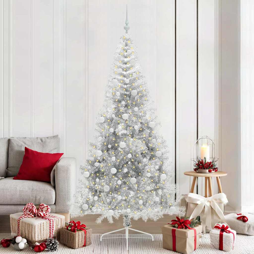 Vidaxx árbol de Navidad artificial preiluminado con 300 LED plateado 210 cm
