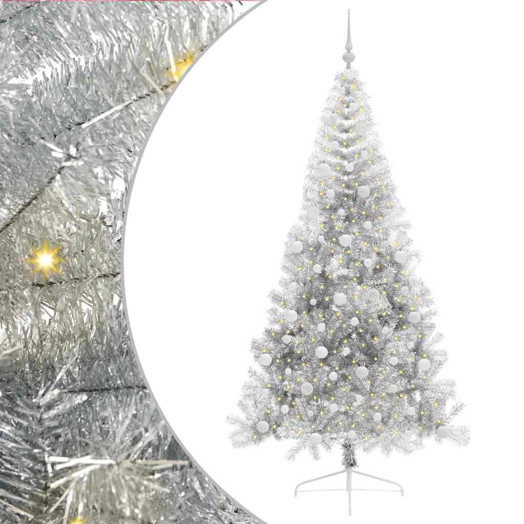 Vidaxx árbol de Navidad artificial preiluminado con 300 LED plateado 210 cm