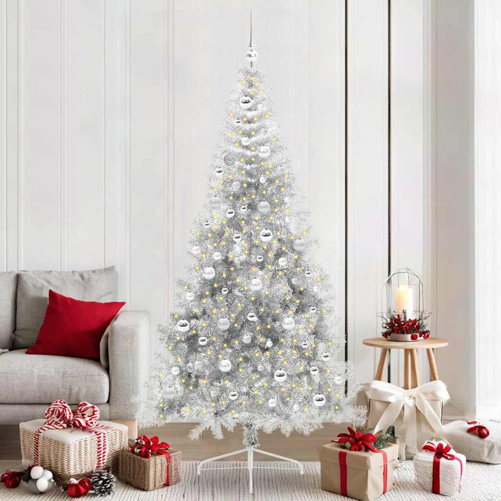 Albero di Natale artificiale preilluminato Vidaxx con 300 LED argento tappo da 210 cm