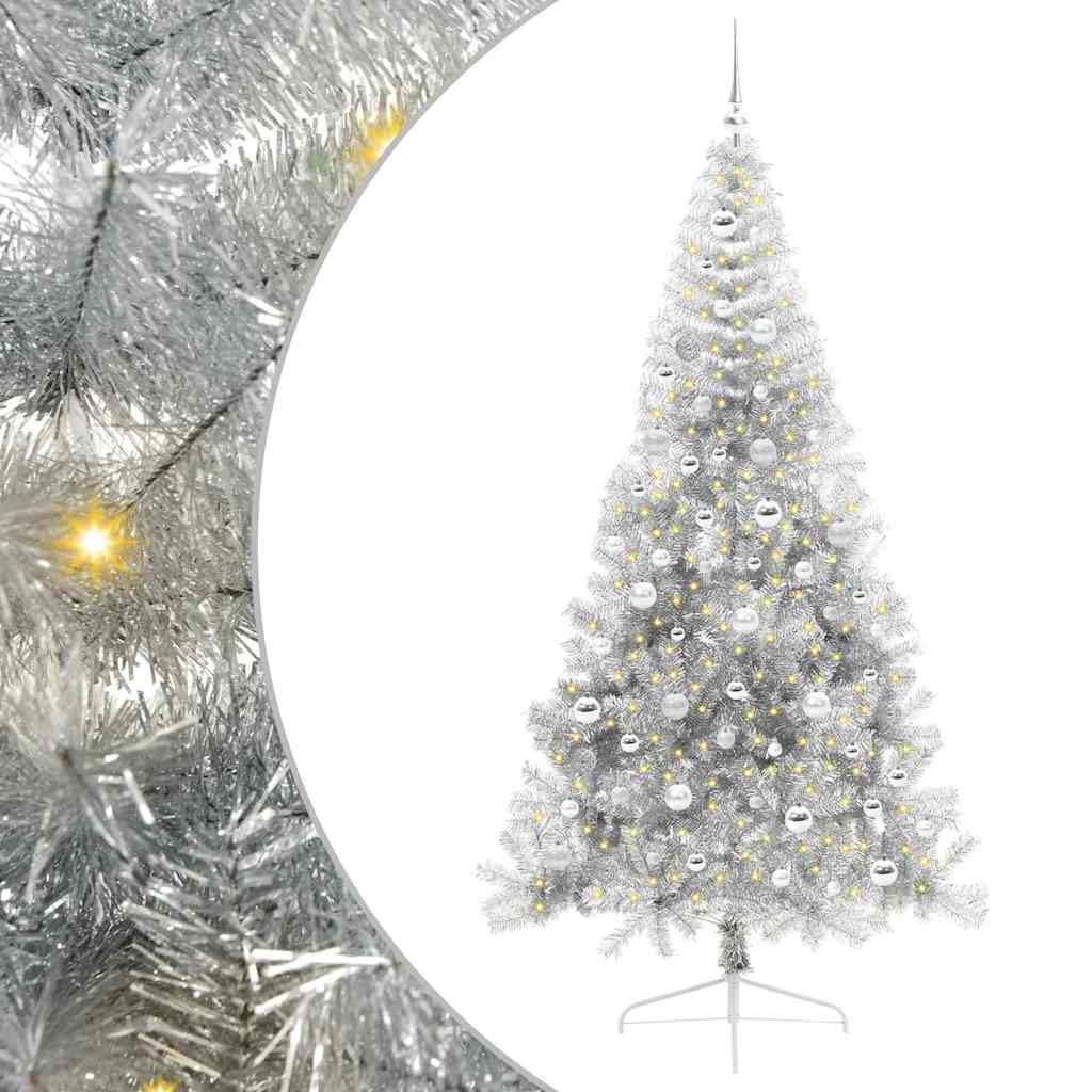 Albero di Natale artificiale preilluminato Vidaxx con 300 LED argento tappo da 210 cm