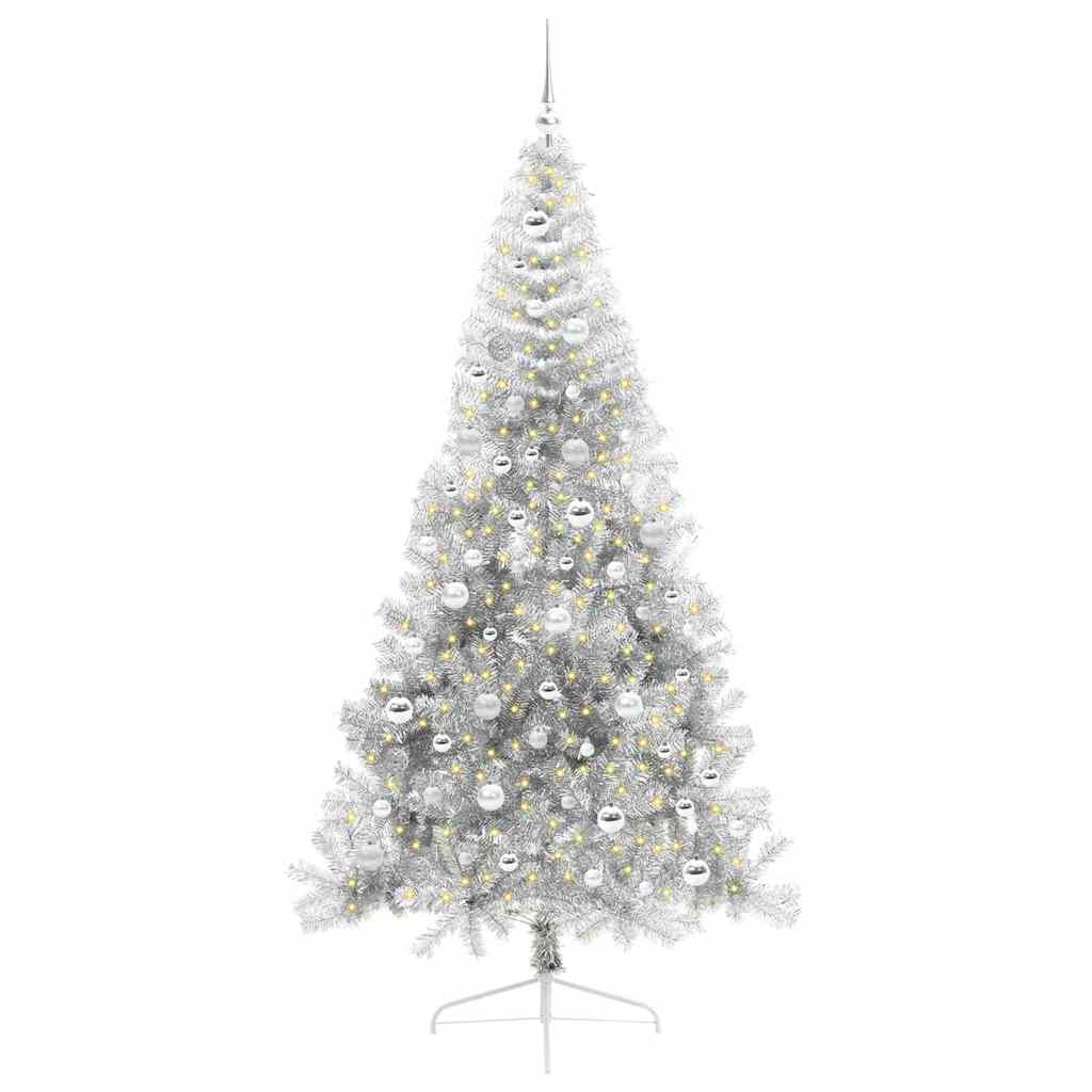 Albero di Natale artificiale preilluminato Vidaxx con 300 LED argento tappo da 210 cm