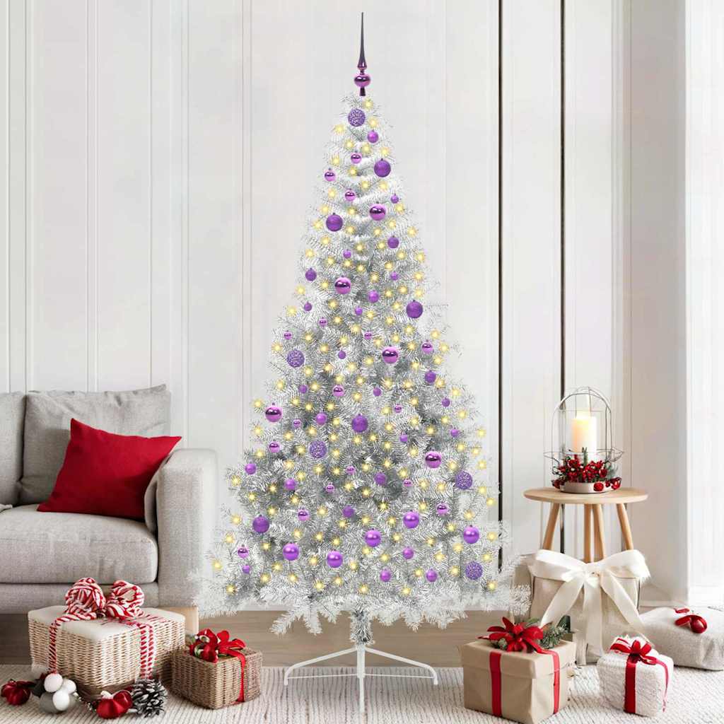 Albero di Natale artificiale preilluminato Vidaxx con 300 LED argento tappo da 210 cm