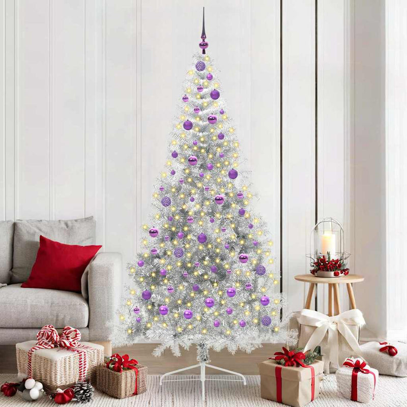 Vidaxx árbol de Navidad artificial preiluminado con 300 LED plateado 210 cm