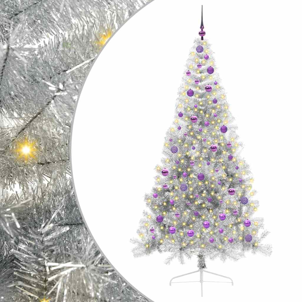 Albero di Natale artificiale preilluminato Vidaxx con 300 LED argento tappo da 210 cm