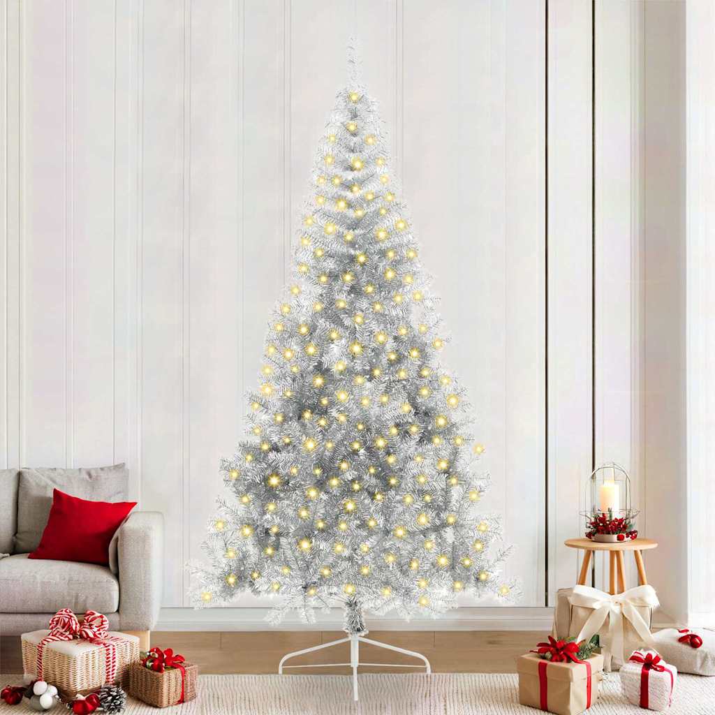 Vidaxx albero di Natale artificiale preilluminato con 300 LED argento tappo da 240 cm