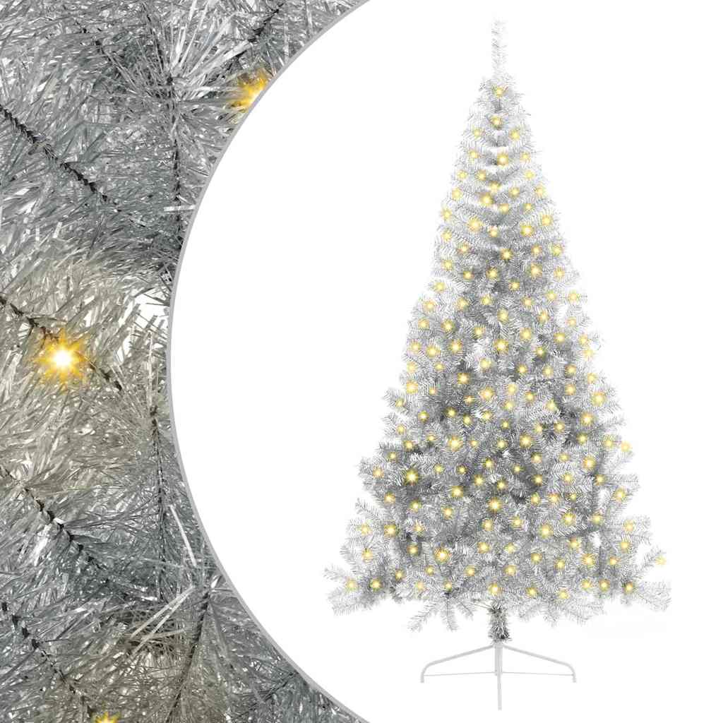 Vidaxx albero di Natale artificiale preilluminato con 300 LED argento tappo da 240 cm