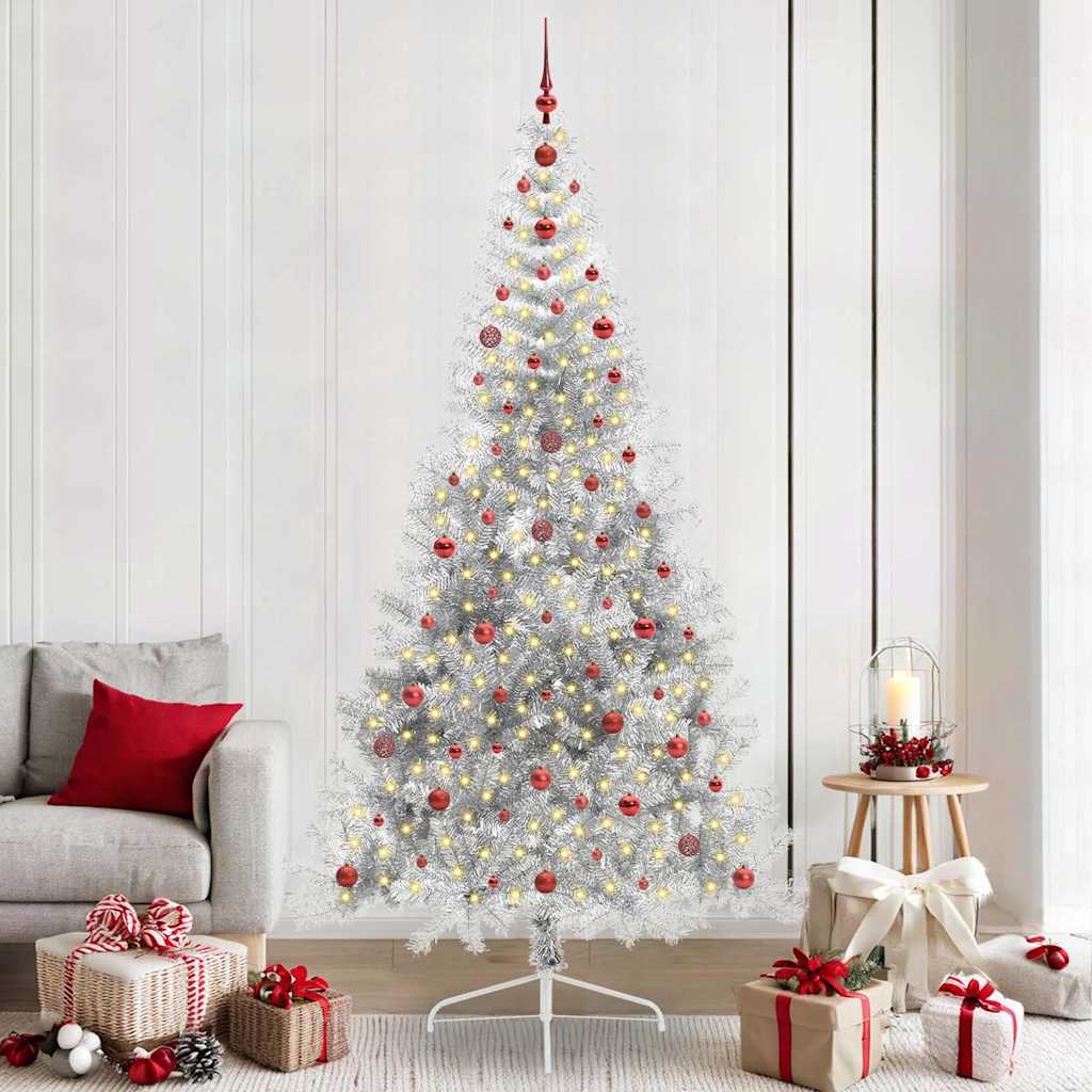 Vidaxx albero di Natale artificiale preilluminato con 300 LED argento tappo da 240 cm
