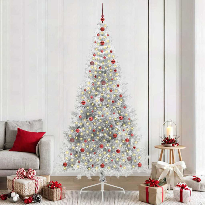 Árbol de Navidad artificial vidaxx preiluminado con 300 LED plateado 240 cm