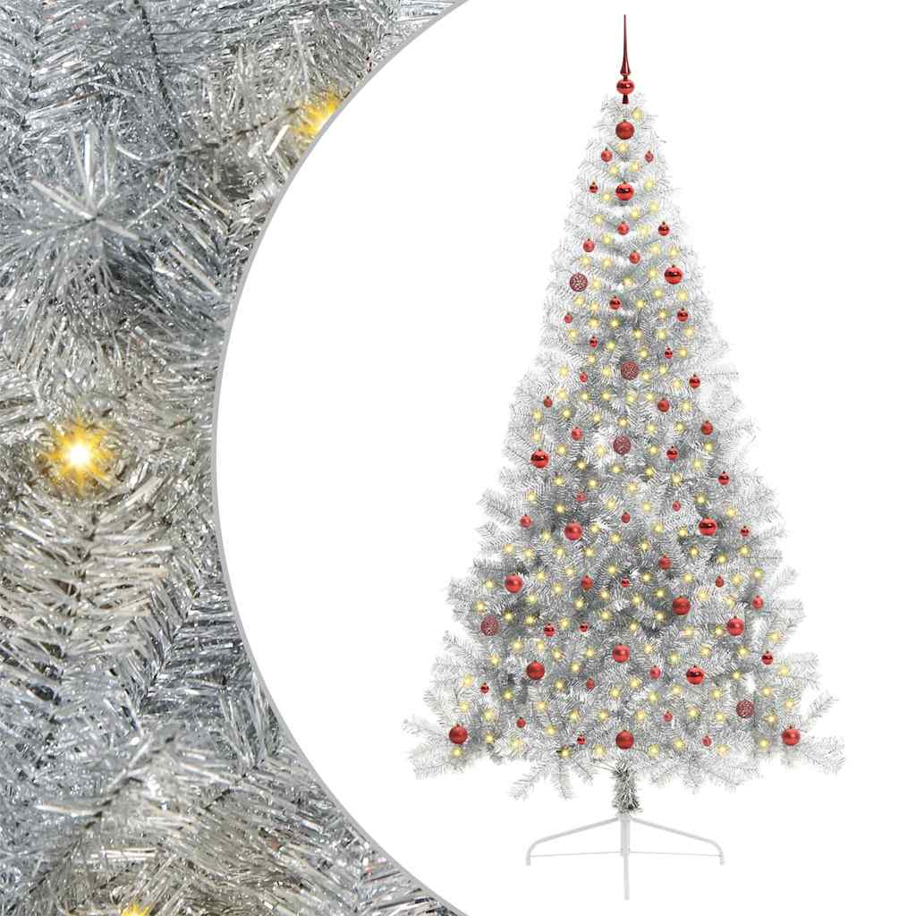 Vidaxx albero di Natale artificiale preilluminato con 300 LED argento tappo da 240 cm