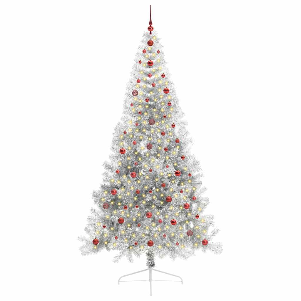 Vidaxx albero di Natale artificiale preilluminato con 300 LED argento tappo da 240 cm