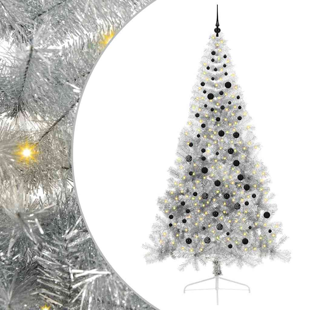 Vidaxx albero di Natale artificiale preilluminato con 300 LED argento tappo da 240 cm