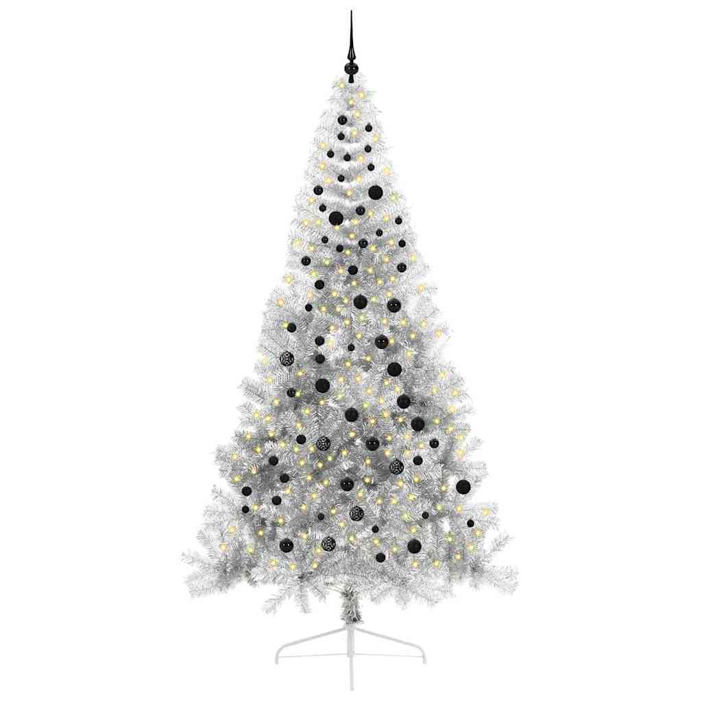 Vidaxx albero di Natale artificiale preilluminato con 300 LED argento tappo da 240 cm