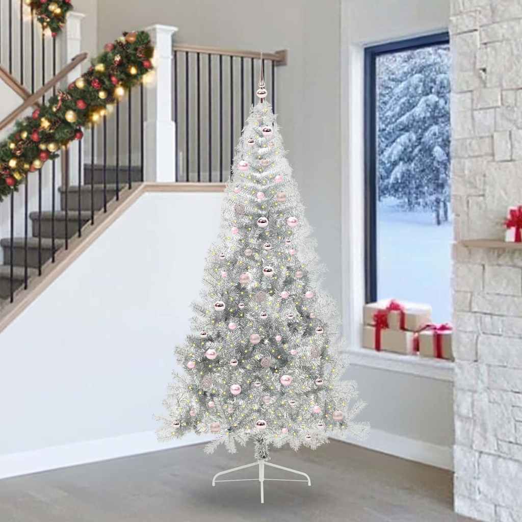 Vidaxx albero di Natale artificiale preilluminato con 300 LED argento tappo da 240 cm