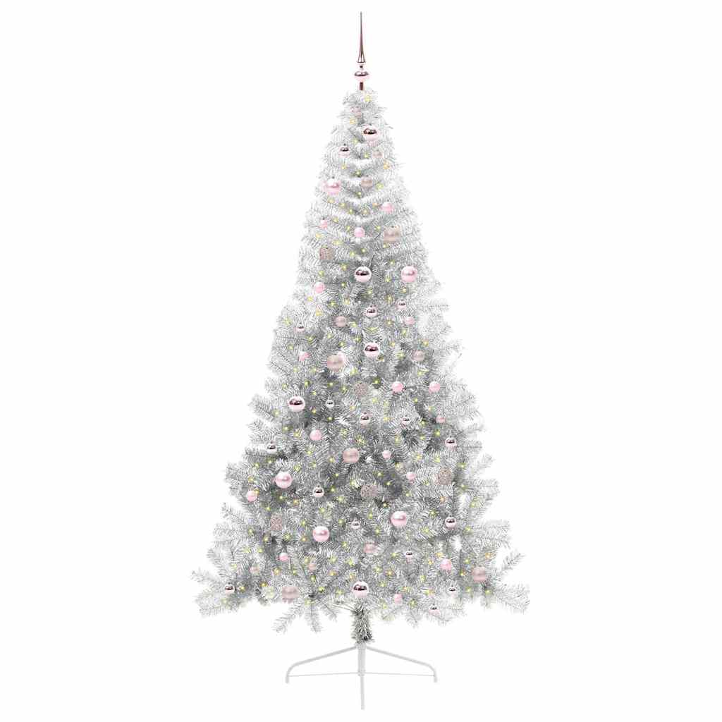 Vidaxx albero di Natale artificiale preilluminato con 300 LED argento tappo da 240 cm