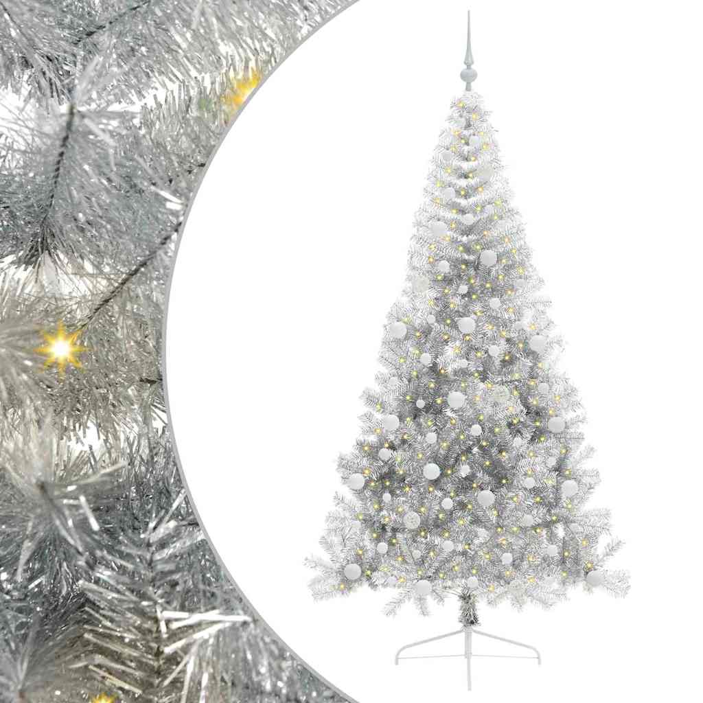 Vidaxx albero di Natale artificiale preilluminato con 300 LED argento tappo da 240 cm